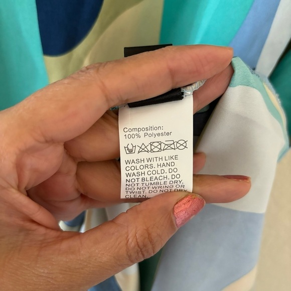 Emery Rose Geo Print Colorblock Notched Neck Dolman Sleeve Belted Dress Size XL - Picture 7 of 11